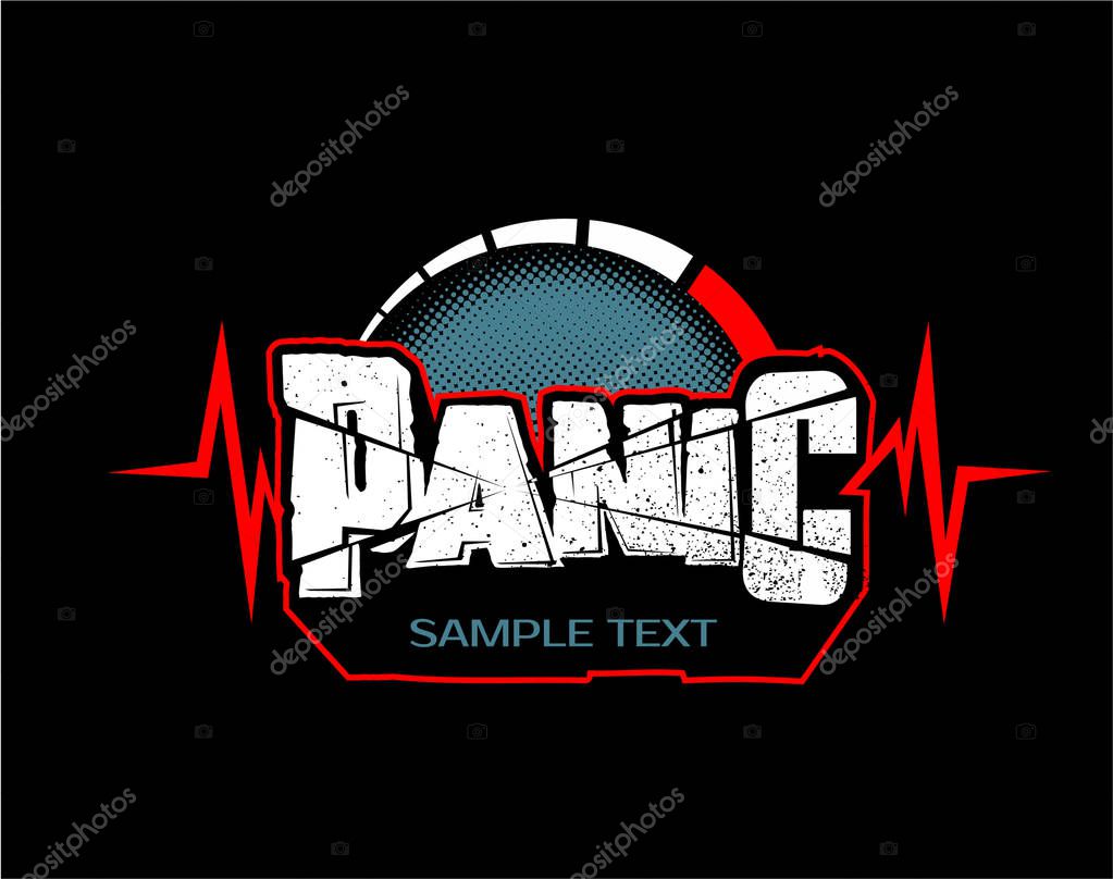 Vector speedometer image, over speed panic, heart impulse, car racing logo.