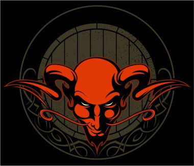 boynuzları ile kırmızı şeytan, vektör illüstrasyon