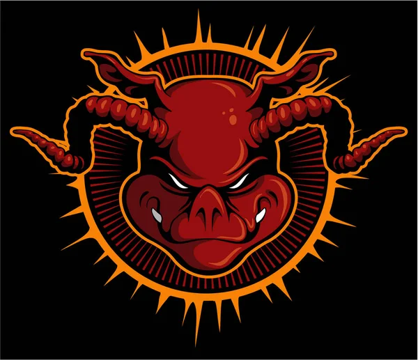Diablo Rojo Con Cuernos Ilustración Vectorial — Archivo Imágenes Vectoriales