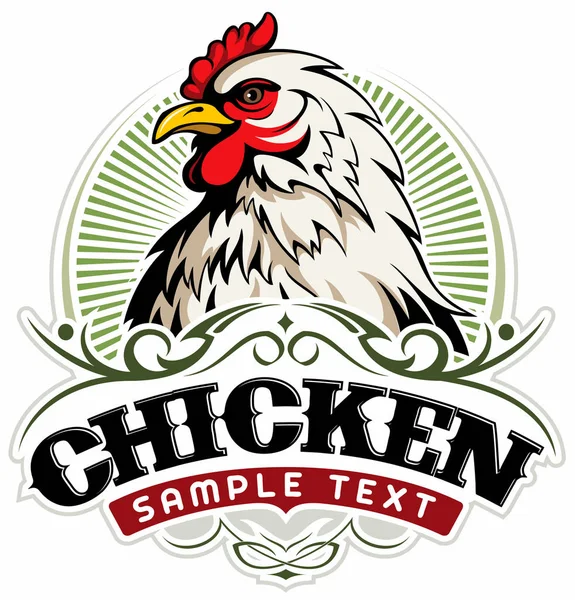 Hühnervektorillustration Rahmen Mit Schriftzug Und Kopierraum — Stockvektor