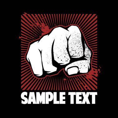 Arka planda kırmızı lekeler ile Fist Bump, vektör logosu.