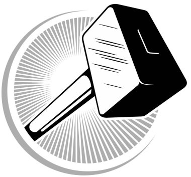Vektör demir çekiç logosu, beyaz arka planda izole.