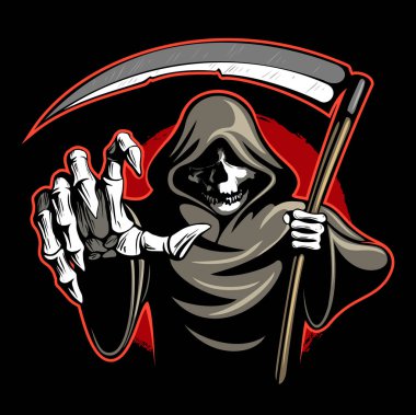 İskelet, Scythe ile ölüm, vektör görüntü.