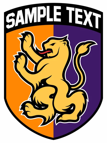 Grafikus Embléma Oroszlán Heraldikai Elem Pajzsot Címer Dekoratív Logo Izolált — Stock Vector