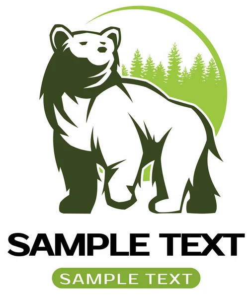 Vektor Bear Image Bär Mit Der Waldlandschaft Hintergrund Vektor Logo — Stockvektor