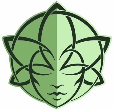 Stilize kadın yüz, çiçek tarzı logo tasarım kavramı.