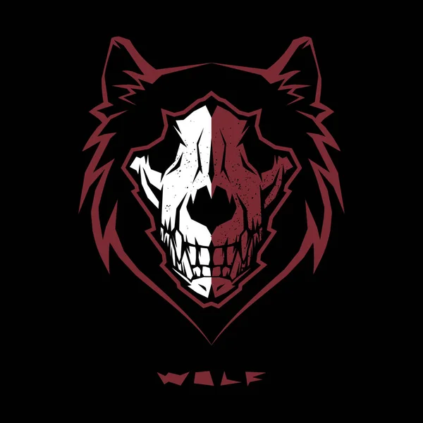 Böse Wolfkopf Wolfsschädel Vektor Logo Design — Stockvektor