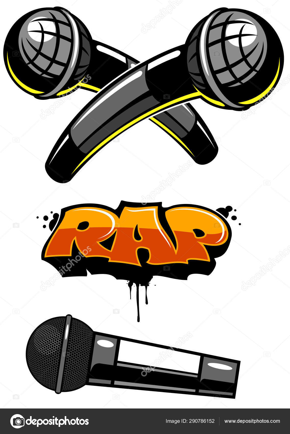 Microphone Vector Logo Rap Battle Concept Three Stage Microphones