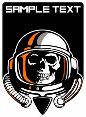 Uzay giysili kafatası, astronot, kafatası vektör logosu.