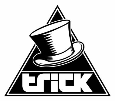 Sihirbaz silindir şapka, sihirli vektör logo kavramı beyaz arka plan izole.