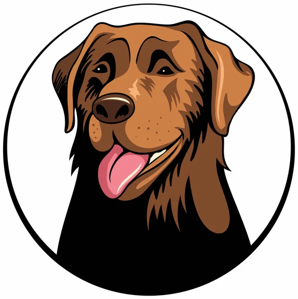 Иллюстрация Портрета Собаки Симпатичная Дружелюбная Собака Улыбается Высунутым Языком Логотип — стоковый вектор