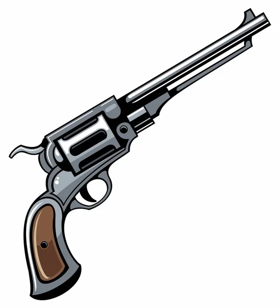 Vector Gedetailleerd Oude Revolver Pistool Geïsoleerd Witte Achtergrond Vector Afbeelding — Stockvector