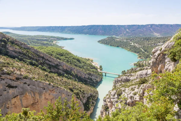 Panorama Lake Lac Sainte Croix Seen Gorges Verdon Gorge Verdon — Stock Photo, Image