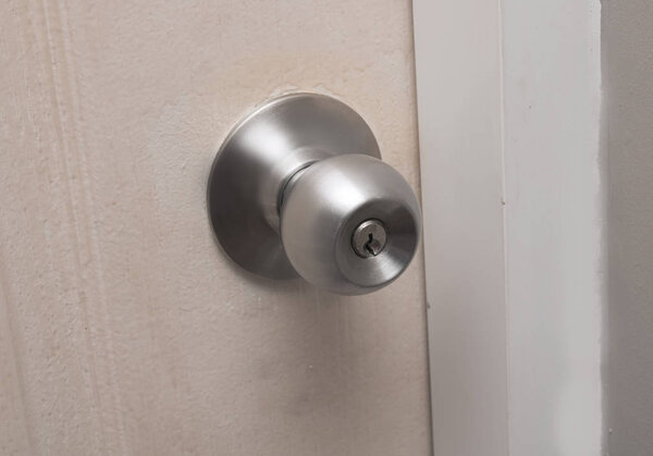 Basic modern door knob with silver color, interior design concept