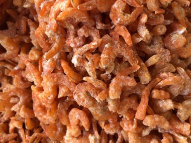 Organik kurutulmuş karides arka plan, seçilen odak