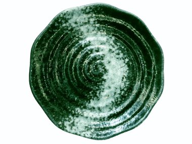 Earthenware çanak, yeşil gölge, beyaz arka plan, Japon tarzı, Modern tarzı, Mutfak gereçleri izole