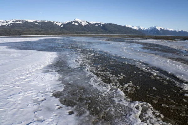 Glace Neige Sur Une Plage Près Gustavus Alaska Par Une — Photo