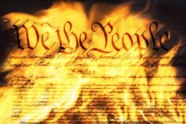 Burning the Constitution of the US clipart