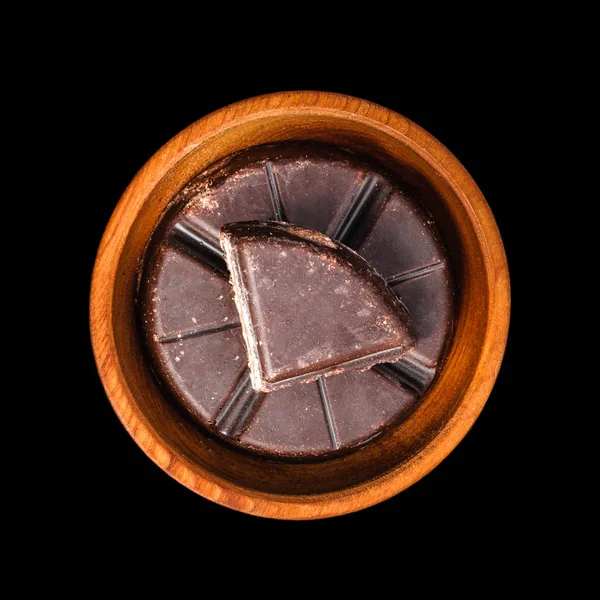 Traditional Mexican Chocolate Bar Wooden Bowl Isolated Top View — Stock Photo, Image