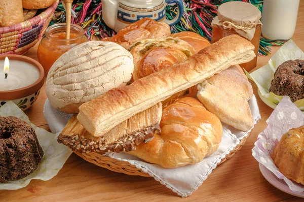 Süßes Brot Sortierte Traditionelle Mexikanische Bäckerei — Stockfoto
