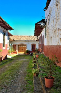 Patzcuaro, Michoacan, Meksika eski rustik sokak