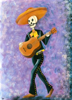 Gün ölü Mariachi iskeletin
