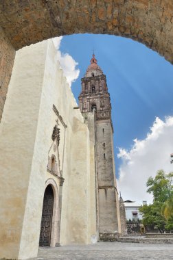 Cuernavaca Cathedral before 2017 earthquake, side door part of the monastery of the Assumption of Mary of Cuernavaca, is one of the early 16th century monasteries clipart