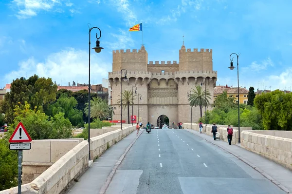 Serranos torres porta da cidade velha, Valência, Espanha — Fotografia de Stock