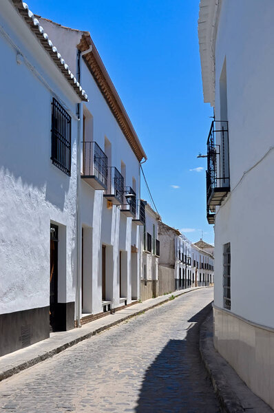 Typical quiet street of Almagro. Castilla La Mancha, Spain.