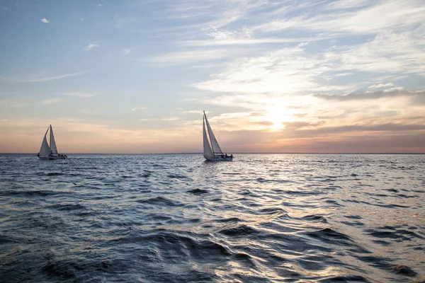 gün batımında yatlar. spor