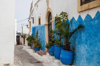 Fas mavi ve beyaz sokaklar