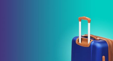 Bavul ve boşaltmak ile renkli yatay banner. Seyahat kavramı.