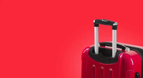 Colorful horizontal banner with suitcase and copyspace. Travelling concept.