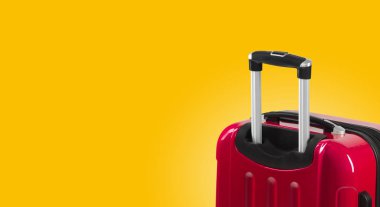 Bavul ve boşaltmak ile renkli yatay banner. Seyahat kavramı.