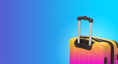 Bavul ve boşaltmak ile renkli yatay banner. Seyahat kavramı.