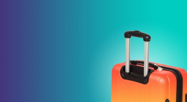 Bavul ve boşaltmak ile renkli yatay banner. Seyahat kavramı.