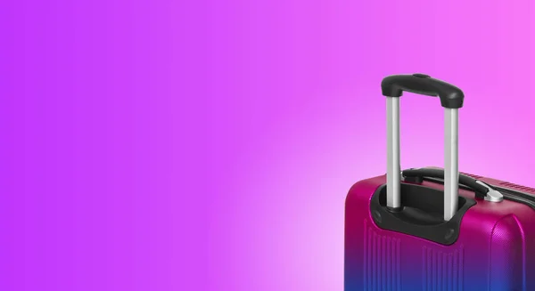 Colorful horizontal banner with suitcase and copyspace. Travelling concept.