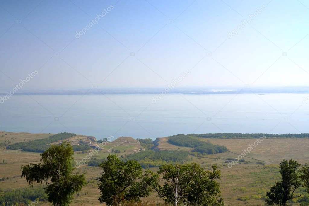 Beautiful view of Stepan Razin rock, Volga river