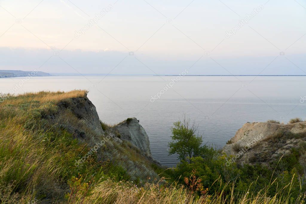 Beautiful view of Stepan Razin rock, Volga river