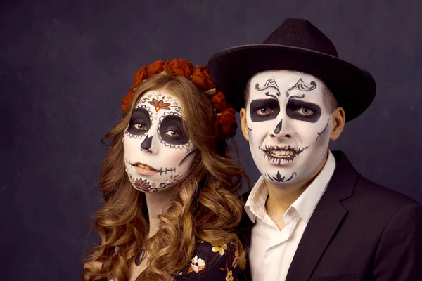 Day of dead holiday. Halloween. People in costume