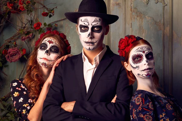 Day of dead holiday. Halloween. People in costume