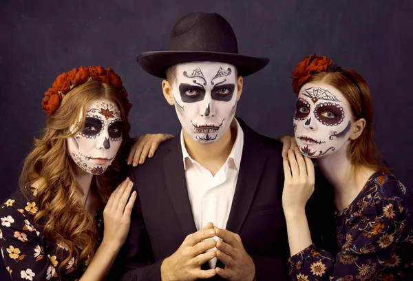 Day of dead holiday. Halloween. People in costume