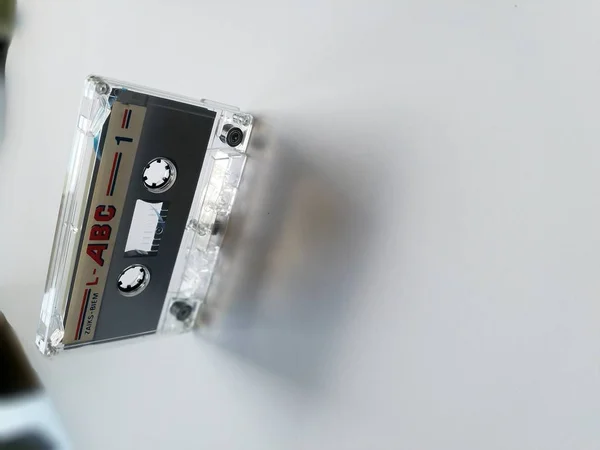 Close Uma Cassete Áudio Dos Tempos Antigos — Fotografia de Stock