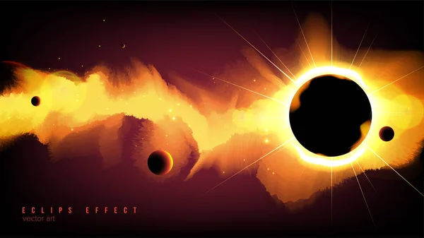 Illustration of eclipse effect in brush art style. It is suitable for being used as a background or template in science or technology related theme such as: eclipse, sun, solar system, etc.