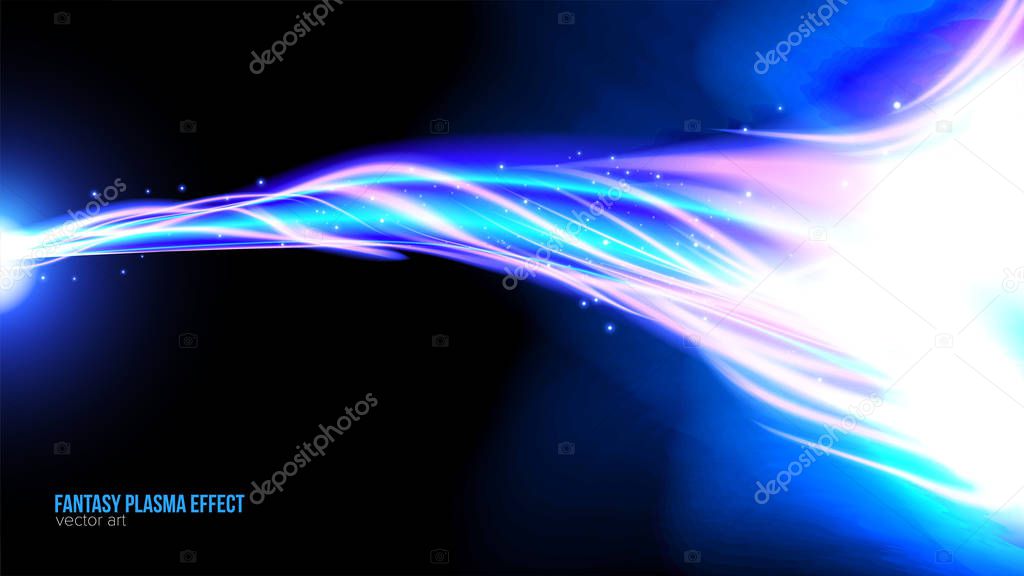 Illustration of plasma beam effect in art brush style. It is suitable for being used as a background or template in science or technology related theme such as: plasma, curvy light, electricity, etc.