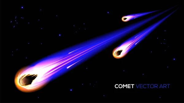 Illustration Einer Gruppe Von Kometen Vektor Eignet Sich Für Die — Stockvektor