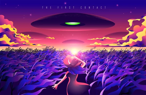 The First Contact — Stock Vector