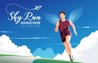 Marathon Sky Run Theme Art clipart