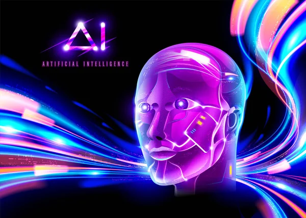 Cyberpunk Technologie IA — Image vectorielle