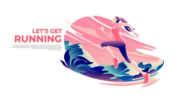 Running Theme Art w Vector — Wektor stockowy